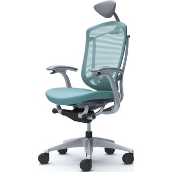 コンテッサセコンダ、固定肘、可動ヘッド、座クッション、ハンガー無、ランバー付、グレーB、シルバー、脚シルバー、ウレタン オカムラ(岡村製作所)