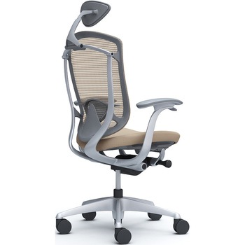 コンテッサセコンダ、固定肘、可動ヘッド、座クッション、ハンガー無、ランバー付、グレーB、シルバー、脚シルバー、ウレタン オカムラ(岡村製作所)