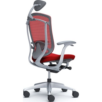 コンテッサセコンダ、固定肘、可動ヘッド、座クッション、ハンガー無、ランバー付、グレーB、シルバー、脚シルバー、ウレタン オカムラ(岡村製作所)