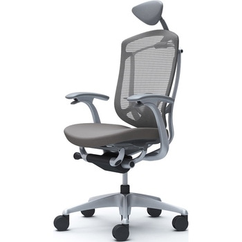 コンテッサセコンダ、固定肘、可動ヘッド、座クッション、ハンガー無、ランバー付、グレーB、シルバー、脚シルバー、ウレタン オカムラ(岡村製作所)