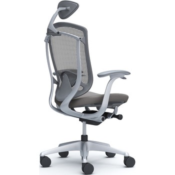 コンテッサセコンダ、固定肘、可動ヘッド、座クッション、ハンガー無、ランバー付、グレーB、シルバー、脚シルバー、ウレタン オカムラ(岡村製作所)