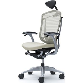 コンテッサセコンダ、固定肘、可動ヘッド、座クッション、ハンガー無、ランバー付、ブラックB、シルバー、脚シルバー、ウレタン - オカムラ(岡村製作所)