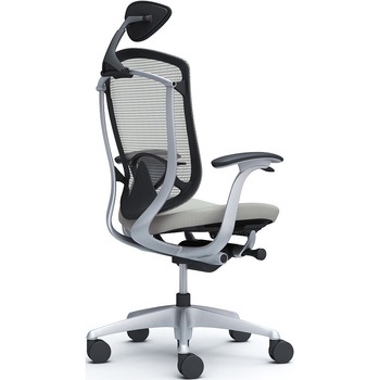 コンテッサセコンダ、固定肘、可動ヘッド、座クッション、ハンガー無、ランバー付、ブラックB、シルバー、脚シルバー、ウレタン - オカムラ(岡村製作所)