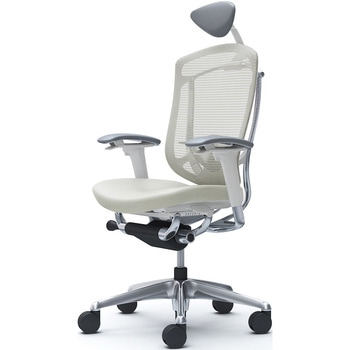 コンテッサセコンダ、可動肘、可動ヘッド、座革、ハンガー無、ランバー付、ホワイトB、ポリッシュ、脚ポリッシュ、ウレタン オカムラ(岡村製作所)