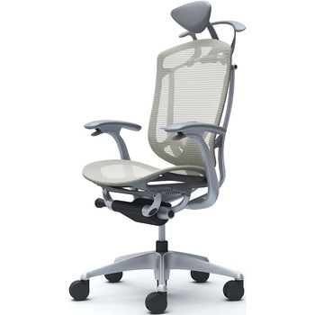 コンテッサセコンダ、固定肘、可動ヘッド、座メッシュ、ハンガー付、ランバー付、グレーB、シルバー、脚シルバー、ウレタン - オカムラ(岡村製作所)