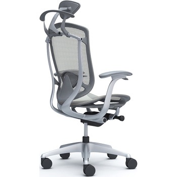 コンテッサセコンダ、固定肘、可動ヘッド、座メッシュ、ハンガー付、ランバー付、グレーB、シルバー、脚シルバー、ウレタン - オカムラ(岡村製作所)