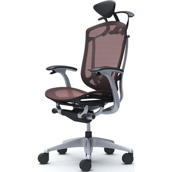 コンテッサセコンダ、固定肘、可動ヘッド、座メッシュ、ハンガー付、ランバー付、ブラックB、シルバー、脚シルバー、ウレタン オカムラ(岡村製作所)