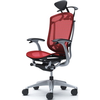 コンテッサセコンダ、固定肘、可動ヘッド、座メッシュ、ハンガー付、ランバー付、ブラックB、シルバー、脚シルバー、ウレタン オカムラ(岡村製作所)
