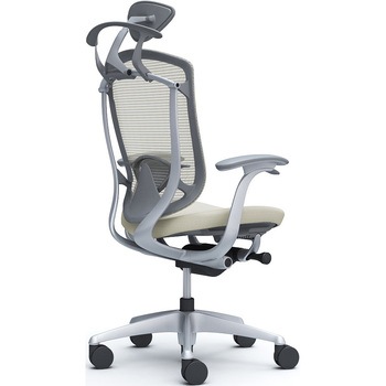 コンテッサセコンダ、固定肘、可動ヘッド、座クッション、ハンガー付、ランバー付、グレーB、シルバー、脚シルバー、ウレタン - オカムラ(岡村製作所)