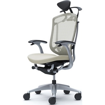 コンテッサセコンダ、固定肘、可動ヘッド、座クッション、ハンガー付、ランバー付、ブラックB、シルバー、脚シルバー、ウレタン オカムラ(岡村製作所)