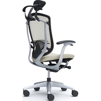 コンテッサセコンダ、固定肘、可動ヘッド、座クッション、ハンガー付、ランバー付、ブラックB、シルバー、脚シルバー、ウレタン オカムラ(岡村製作所)