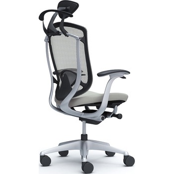 コンテッサセコンダ、固定肘、可動ヘッド、座クッション、ハンガー付、ランバー付、ブラックB、シルバー、脚シルバー、ウレタン オカムラ(岡村製作所)