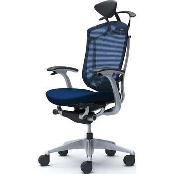 コンテッサセコンダ、固定肘、可動ヘッド、座クッション、ハンガー付、ランバー付、ブラックB、シルバー、脚シルバー、ウレタン オカムラ(岡村製作所)