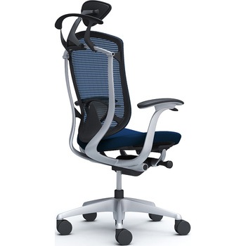 コンテッサセコンダ、固定肘、可動ヘッド、座クッション、ハンガー付、ランバー付、ブラックB、シルバー、脚シルバー、ウレタン オカムラ(岡村製作所)