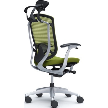 コンテッサセコンダ、固定肘、可動ヘッド、座クッション、ハンガー付、ランバー付、ブラックB、シルバー、脚シルバー、ウレタン オカムラ(岡村製作所)