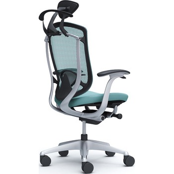 コンテッサセコンダ、固定肘、可動ヘッド、座クッション、ハンガー付、ランバー付、ブラックB、シルバー、脚シルバー、ウレタン オカムラ(岡村製作所)