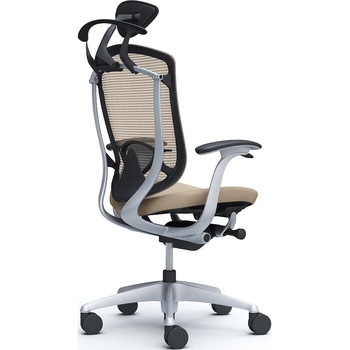 コンテッサセコンダ、固定肘、可動ヘッド、座クッション、ハンガー付、ランバー付、ブラックB、シルバー、脚シルバー、ウレタン オカムラ(岡村製作所)