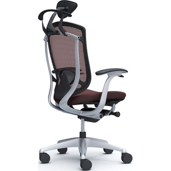 コンテッサセコンダ、固定肘、可動ヘッド、座クッション、ハンガー付、ランバー付、ブラックB、シルバー、脚シルバー、ウレタン オカムラ(岡村製作所)