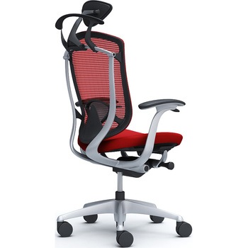 コンテッサセコンダ、固定肘、可動ヘッド、座クッション、ハンガー付、ランバー付、ブラックB、シルバー、脚シルバー、ウレタン オカムラ(岡村製作所)