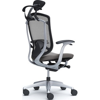 コンテッサセコンダ、固定肘、可動ヘッド、座クッション、ハンガー付、ランバー付、ブラックB、シルバー、脚シルバー、ウレタン オカムラ(岡村製作所)