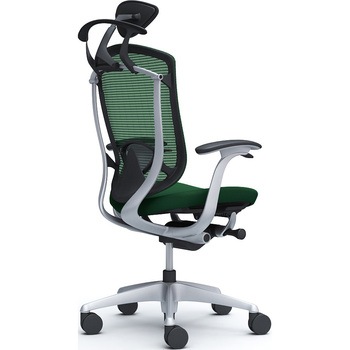 コンテッサセコンダ、固定肘、可動ヘッド、座クッション、ハンガー付、ランバー付、ブラックB、シルバー、脚シルバー、ウレタン オカムラ(岡村製作所)