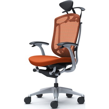 コンテッサセコンダ、固定肘、可動ヘッド、座クッション、ハンガー付、ランバー付、ブラックB、シルバー、脚シルバー、ウレタン オカムラ(岡村製作所)