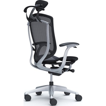 コンテッサセコンダ、固定肘、可動ヘッド、座メッシュ、ハンガー付、ランバー無、ブラックB、シルバー、脚シルバー、ウレタン オカムラ(岡村製作所)