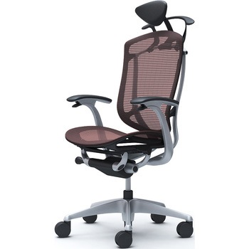 コンテッサセコンダ、固定肘、可動ヘッド、座メッシュ、ハンガー付、ランバー無、ブラックB、シルバー、脚シルバー、ウレタン オカムラ(岡村製作所)