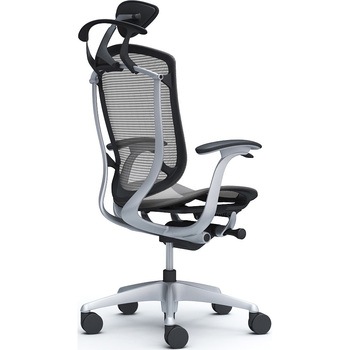 コンテッサセコンダ、固定肘、可動ヘッド、座メッシュ、ハンガー付、ランバー無、ブラックB、シルバー、脚シルバー、ウレタン オカムラ(岡村製作所)