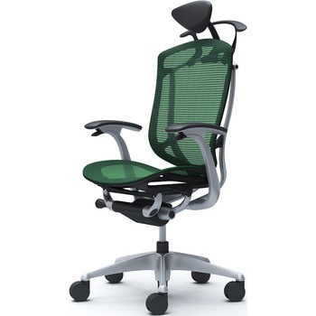 コンテッサセコンダ、固定肘、可動ヘッド、座メッシュ、ハンガー付、ランバー無、ブラックB、シルバー、脚シルバー、ウレタン オカムラ(岡村製作所)