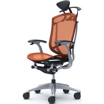 コンテッサセコンダ、固定肘、可動ヘッド、座メッシュ、ハンガー付、ランバー無、ブラックB、シルバー、脚シルバー、ウレタン オカムラ(岡村製作所)