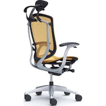 コンテッサセコンダ、固定肘、可動ヘッド、座メッシュ、ハンガー付、ランバー無、ブラックB、シルバー、脚シルバー、ウレタン オカムラ(岡村製作所)