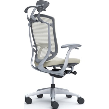 コンテッサセコンダ、固定肘、可動ヘッド、座クッション、ハンガー付、ランバー無、グレーB、シルバー、脚シルバー、ウレタン - オカムラ(岡村製作所)