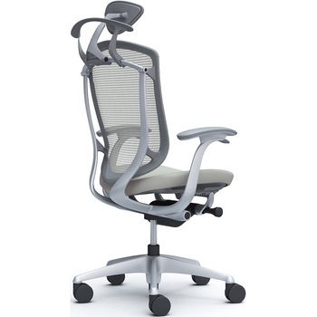 コンテッサセコンダ、固定肘、可動ヘッド、座クッション、ハンガー付、ランバー無、グレーB、シルバー、脚シルバー、ウレタン - オカムラ(岡村製作所)