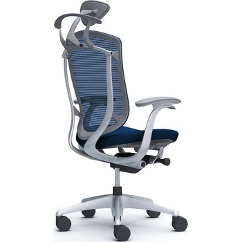 コンテッサセコンダ、固定肘、可動ヘッド、座クッション、ハンガー付、ランバー無、グレーB、シルバー、脚シルバー、ウレタン - オカムラ(岡村製作所)