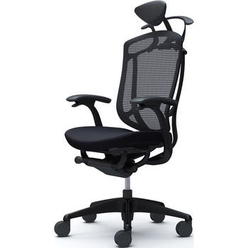 コンテッサセコンダ、固定肘、可動ヘッド、座クッション、ハンガー付、ランバー無、ブラックB、ブラック、脚ブラック、ウレタン - オカムラ(岡村製作所)