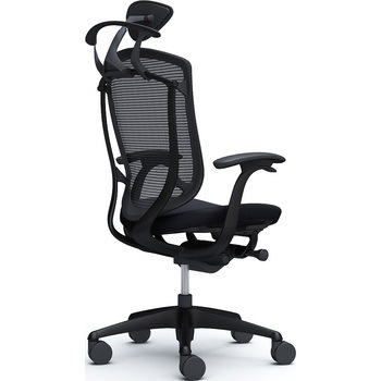 コンテッサセコンダ、固定肘、可動ヘッド、座クッション、ハンガー付、ランバー無、ブラックB、ブラック、脚ブラック、ウレタン - オカムラ(岡村製作所)