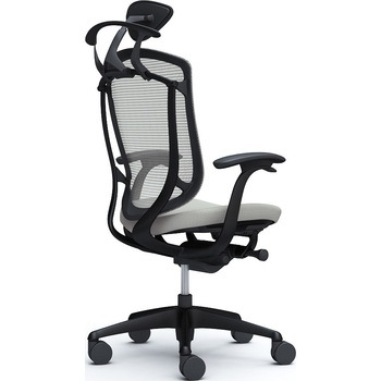 コンテッサセコンダ、固定肘、可動ヘッド、座クッション、ハンガー付、ランバー無、ブラックB、ブラック、脚ブラック、ウレタン - オカムラ(岡村製作所)