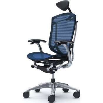 コンテッサセコンダ、固定肘、可動ヘッド、座メッシュ、ハンガー無、ランバー無、ブラックB、ポリッシュ、脚ポリッシュ、ウレタン - オカムラ(岡村製作所)