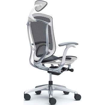 コンテッサセコンダ、固定肘、可動ヘッド、座メッシュ、ハンガー無、ランバー無、ホワイトB、ポリッシュ、脚ポリッシュ、ウレタン オカムラ(岡村製作所)