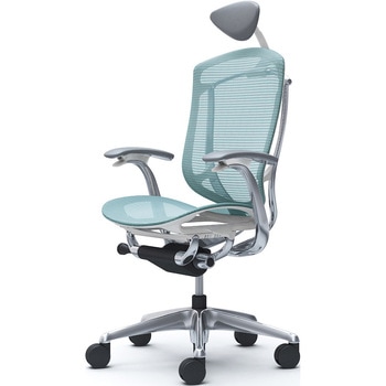 コンテッサセコンダ、固定肘、可動ヘッド、座メッシュ、ハンガー無、ランバー無、ホワイトB、ポリッシュ、脚ポリッシュ、ウレタン オカムラ(岡村製作所)