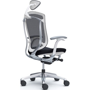 コンテッサセコンダ、固定肘、可動ヘッド、座クッション、ハンガー無、ランバー無、ホワイトB、ポリッシュ、脚ポリッシュ、ウレタン - オカムラ(岡村製作所)