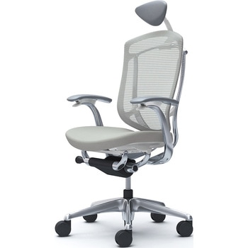 コンテッサセコンダ、固定肘、可動ヘッド、座クッション、ハンガー無、ランバー無、ホワイトB、ポリッシュ、脚ポリッシュ、ウレタン - オカムラ(岡村製作所)