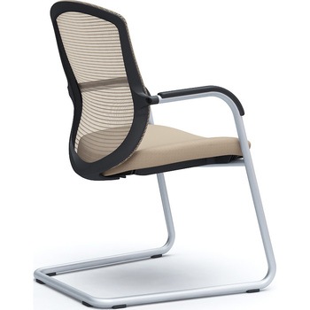 コンテッサセコンダ ゲストチェア，カンチ脚，シルバー塗装脚，ブラックボディ オカムラ(岡村製作所)