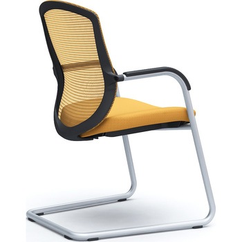 コンテッサセコンダ ゲストチェア，カンチ脚，シルバー塗装脚，ブラックボディ オカムラ(岡村製作所)