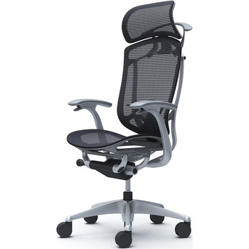 コンテッサセコンダ、固定肘、固定ヘッド、座メッシュ、ハンガー付、ランバー付、グレーB、シルバー、脚シルバー、ウレタン オカムラ(岡村製作所)