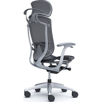 コンテッサセコンダ、固定肘、固定ヘッド、座メッシュ、ハンガー付、ランバー付、グレーB、シルバー、脚シルバー、ウレタン オカムラ(岡村製作所)