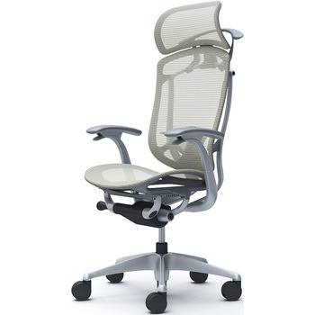 コンテッサセコンダ、固定肘、固定ヘッド、座メッシュ、ハンガー付、ランバー付、グレーB、シルバー、脚シルバー、ウレタン オカムラ(岡村製作所)