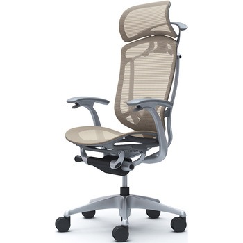 コンテッサセコンダ、固定肘、固定ヘッド、座メッシュ、ハンガー付、ランバー付、グレーB、シルバー、脚シルバー、ウレタン オカムラ(岡村製作所)