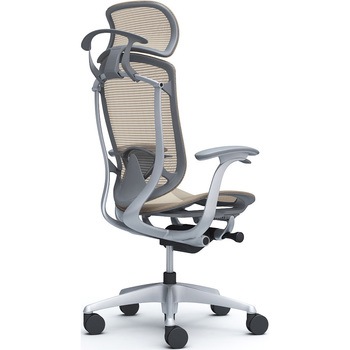 コンテッサセコンダ、固定肘、固定ヘッド、座メッシュ、ハンガー付、ランバー付、グレーB、シルバー、脚シルバー、ウレタン オカムラ(岡村製作所)